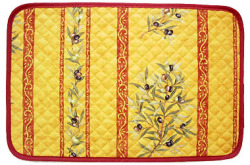 Provence quilted Placemat, non coate (Olives 2005. yellow x red)
